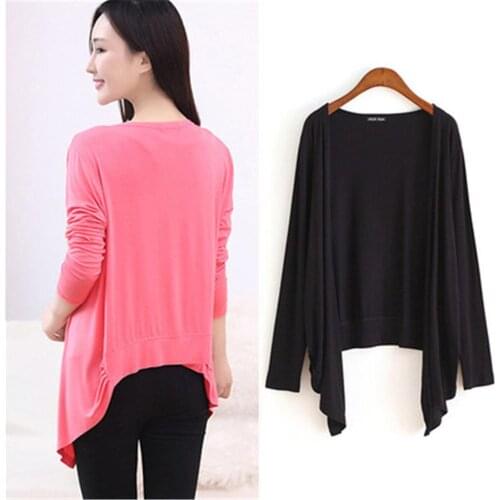 Women Candy Color Cotton Modal Casual Retro Thin Long Sleeve Sweet Cardigan Female Girl Open Stitch Summer Spring Autumn Coats