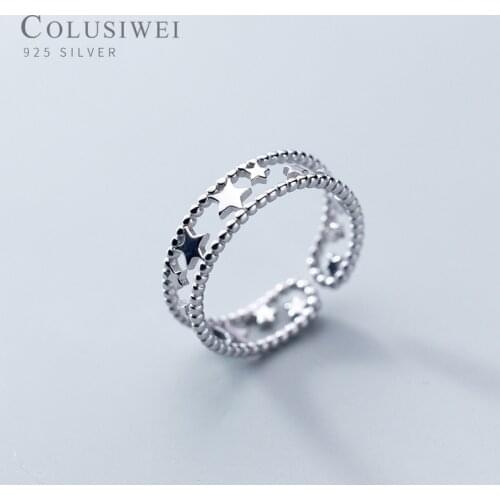 Colusiwei Double Layer Star Light Beads Adjustable Finger Ring for Women Korean Style 925 Sterling Silver Fashion Jewelry 2020 M