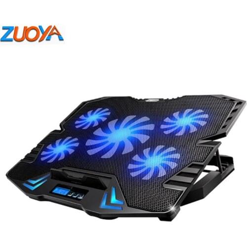 Gaming Laptop Cooler 12-17 inches 5 Speed Cooling Fans Led Screen 2 USB Port 2400RPM Laptop Cooling Pad Notebook Stand for Lapto