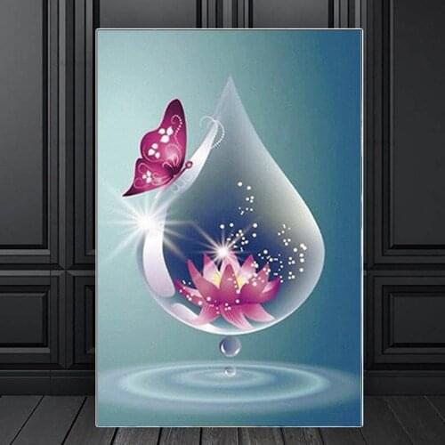 Square/Round Diamond 5D DIY Diamond Painting "Lotus Butterfly Zen" New Hot Sale Embroidered Cross Stitch Home Decoration Gift