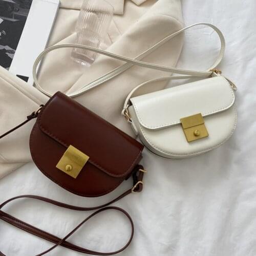 Fashion Crossbody Women Bag Ladies Solid Color PU Leather Shoulder Messenger Bag Saddle Handbags for Business Leisure