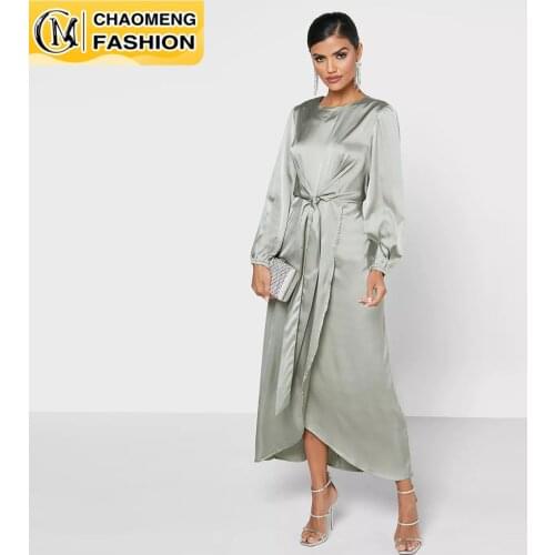 Middle East Fashion Dubai Abaya Split Design Silk Luxury Satin Fabric Hijab Dress Muslim Women Turkey Kaftan Islamic Maxi Robe