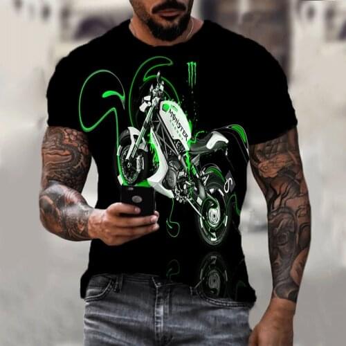 Motorcycle T-shirt 2021 Summer New 3d Printing Personality Short-sleeved Fashion Breathable Men and Women Sportswear Oversized