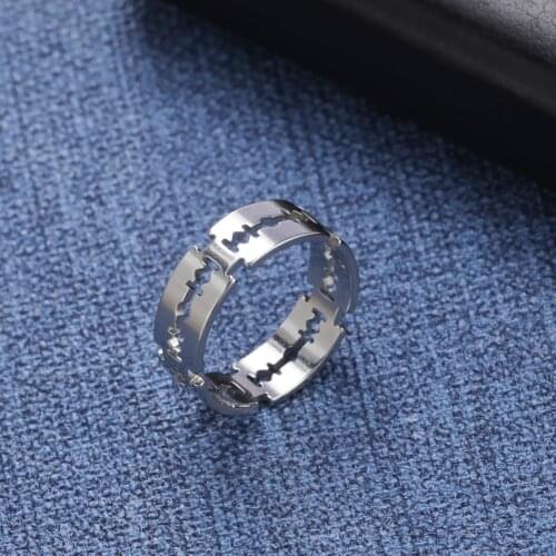 COOLTIME Charm Exaggerated Stainless Steel Blade Mens Ring Rock Punk Razor Ring Women Ring Party Ladies Fashion Jewelry Gifts