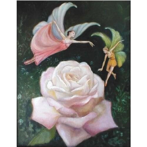 Rose Flower Fairy Cross Stitch Kits Top Quality Embroidery Needlework DIY Sewing kit 14CT White canvas Unprinted Decor Handmade