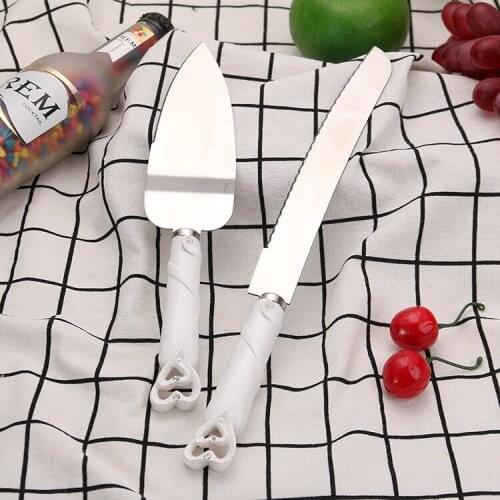 2pcs Wedding Cake Knife Shovel Set Love resin stainless steel cake knife shovel wedding gift set Valentines day Gift Accessory