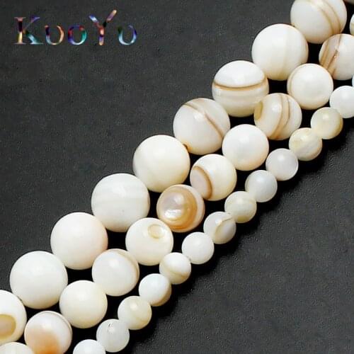 Natural White Shell Beads Round Loose Stone Beads For Jewelry Making 15inches 4/6/8mm DIY Bracelet Necklace Jewellery wholesale