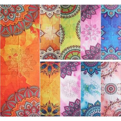 Microfiber Non Slip Pilates Yoga Mat Towel Mandala Series Printing Travel Fitness Gym Blanket 185*65cm Soft Pad