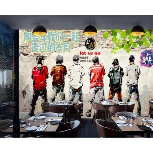 Beibehang wallpaper for walls 3 d mural European and American brick wallpaper rock bar KTV restaurant wall mural background wall