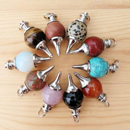 Wholesale fashion good quality natural stone charm mix ball pendants for necklaces jewelry making free shipping 12pcs/lot