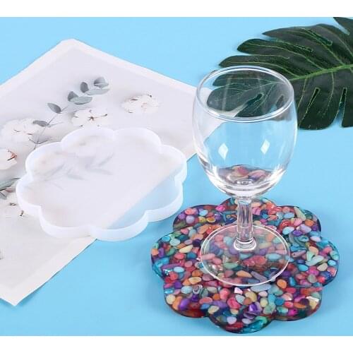 DIY Crystal Epoxy Mold, Plum-shaped Coaster, Mirror Resin, Manual Setting, Creative Handmade Silicone Model