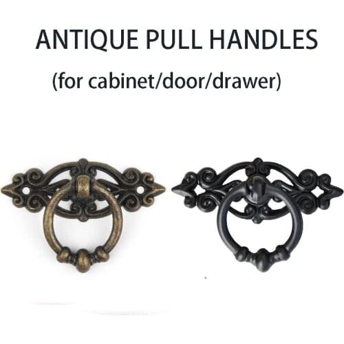 Retro Ring Handle Drawer Cabinet Vintage Door Pull Handle Dresser Drawer Knobs Ring Furniture Hardware Handle