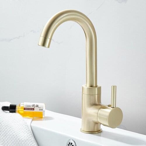 Basin Faucet Bathroom Mixer Tap Kitchen Faucet Brush Gold Wash Basin Mixer Faucet Hot and Cold Bathroom Sink Faucets