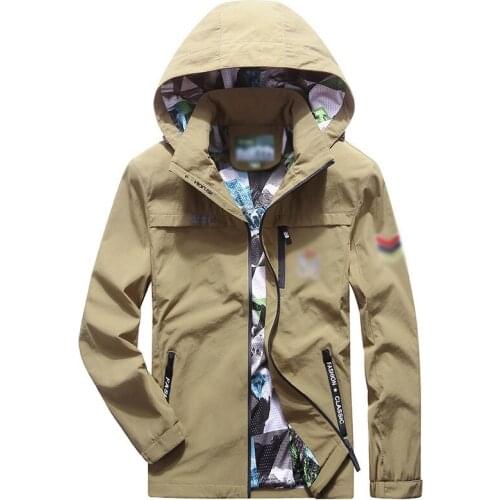 Autumn Mens Windbreaker Bomber Jacket Spring Casual Slim Fit Hooded Coat Outdoor Army Tactics Waterproof Breathable Jacket 4XL