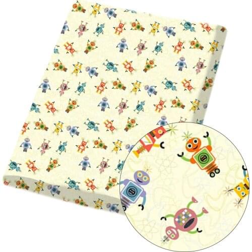 Xugar Robot Alien Printed Polyester Cotton Fabric For Craft 45*145cm Cloth Fabrics DIY Patchwork Quilting Dress Apparel Sewing
