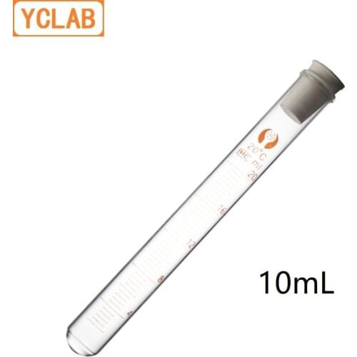YCLAB 10mL Test Tube Glass with Graduation Rubber or Silica Gel Stopper High Temperature Acid Alkali Resistance