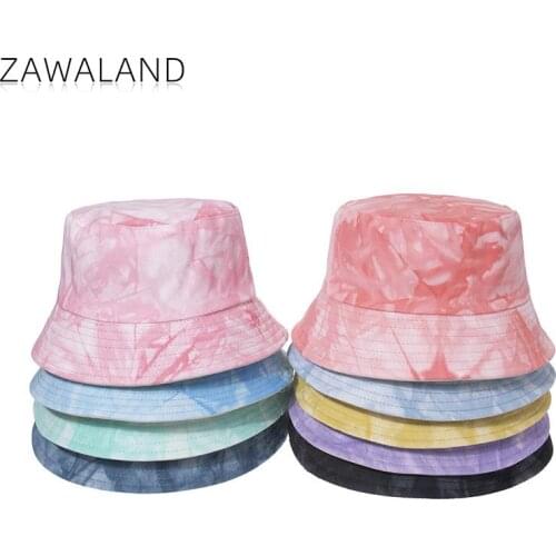 Zawaland Summer New Tie-Dye Double-Sided Fisherman Hats Men Women Outdoor Casual Basin Caps Unisex Street Fashion Bucket Hats