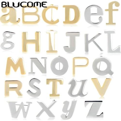 Blucome Fashion 26 Alphabets Brooches Copper Jewelry Name Letter Brooch For Women Kids Birthday Gifts Suit Coat Accessories Pins