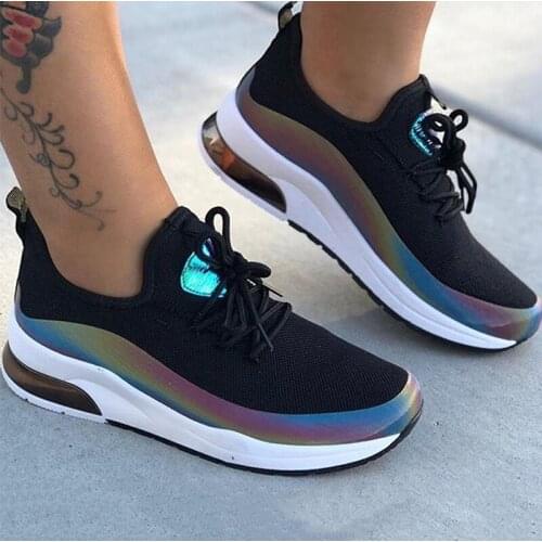 Lace-up sports 2021 womens casual mesh spring and autumn womens breathable comfortable vulcanized shoes Plus Size