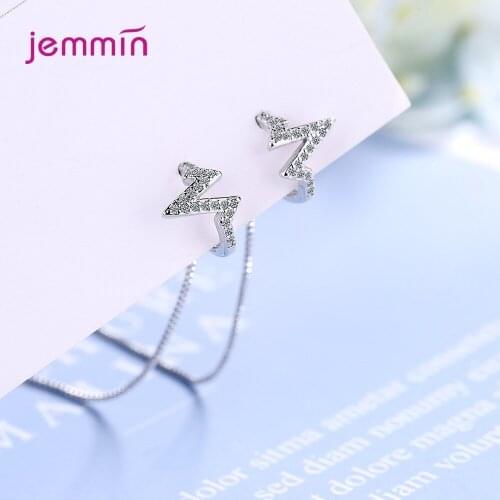 925 Sterling Silver Statement Hoop Earings For Women Girls CZ Crystal Fashion Jewelry Trendy 2020 Wholesale