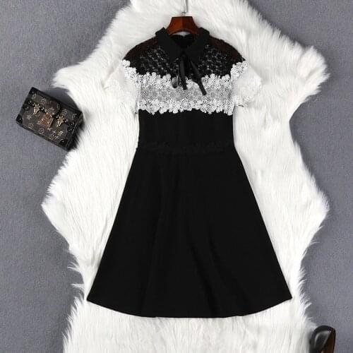 Summer dress 2020 women plus size dresses female white black lace patchwork elegant vestido 4XL 5XL JC04