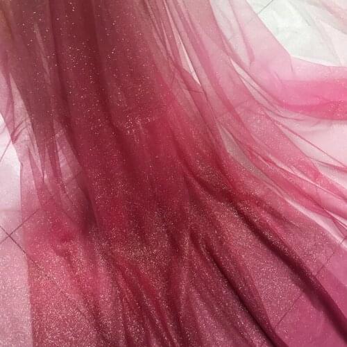 1Y/Lot 1.5M Wide Bronzing Sequins Transparent Mesh Fabric Wedding Dress Decoartion DIY Material