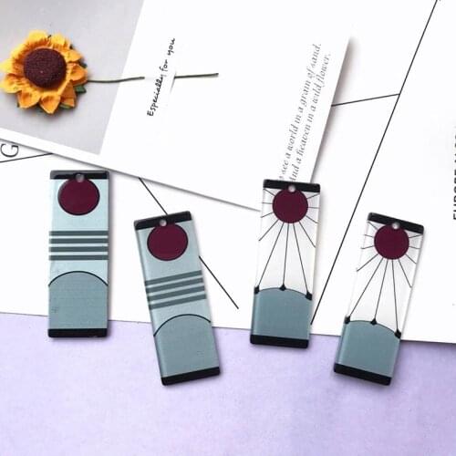 10Pcs 71*25mm Acrylic Strip Printing Charms Pendants For DIY Decoration Necklace Earring Keychain Jewelry Making Accessories