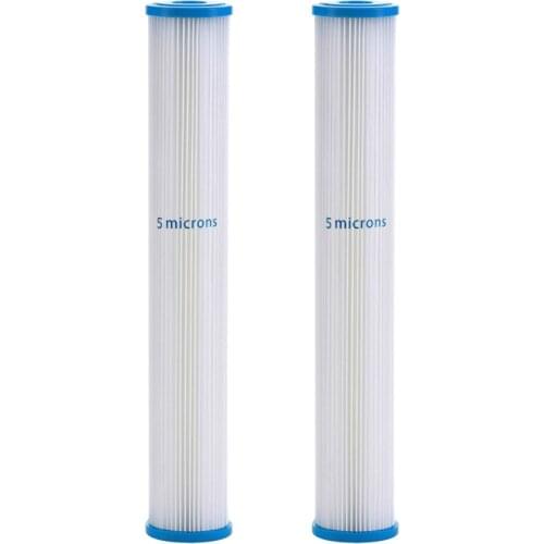 2 PACK OF Pleated Sediment Water Filter Home or Commercial, Reusable 2.5" x 20" - 5 μm