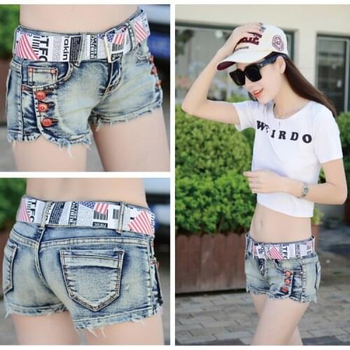 2018 low-waist hips thin tight denim ultra shorts womens sense of self-slim elastic breasted fashion jeans