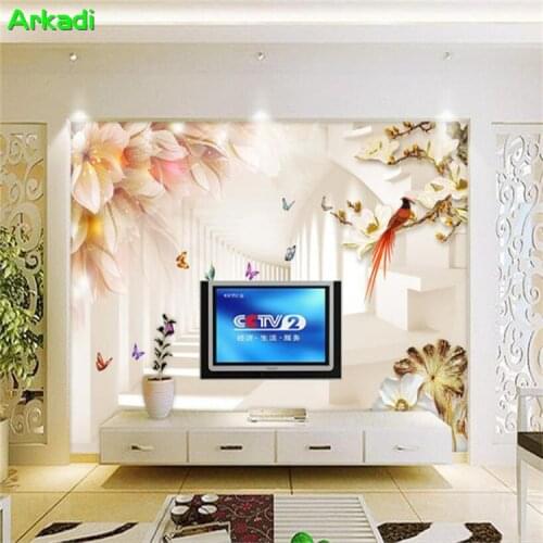 3D Simple Dream Garden Flower Lily TV Background Wallpaper Living room Sofa Background Bedroom Custom Wallpaper