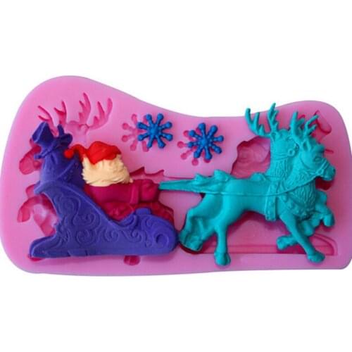 3D Silicone Fondant Cake Mould Lace Mold Christmas Santa Claus Milu Deer Chocolate Candy Jello Cake Pastry Decor Tools