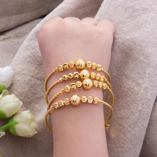 4PCS 24K African Arab Kids Baby/Girls Jewelry Gold Color Bangles For Kids Bangle & Bracelets Ethiopian Jewelry for Children