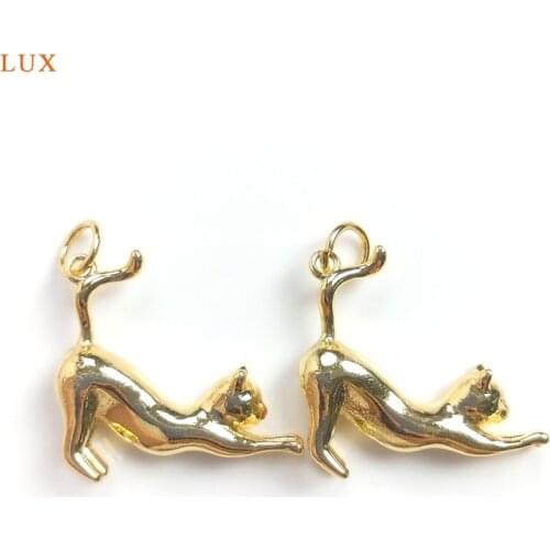 5pcs Stretching Cute Cat Pendant Necklaces For Women Charms Kitty Theme Charm Metal Cat Feline Lovely Pendant Jewellery Findings