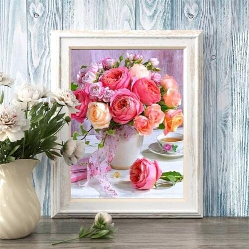 5D Diamond Painting Cross Stitch Kit Full Drill Diy Diamond Embroidery Mosaic Rose Rhinestone Picture Home Decoration Gift