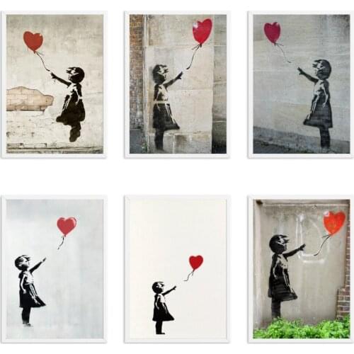 Banksy Girl With Balloon Wall Art Posters And Prints Nordic Canvas Painting Wall Picture For Office Decor Living Home Decoration
