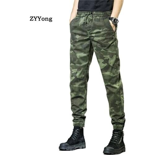 Cotton Leisure Mens Autumn Pencil Pants Military Beam Feet Camouflage Motion Outdoor Comfortable Cargo Trousers Camo Jogger