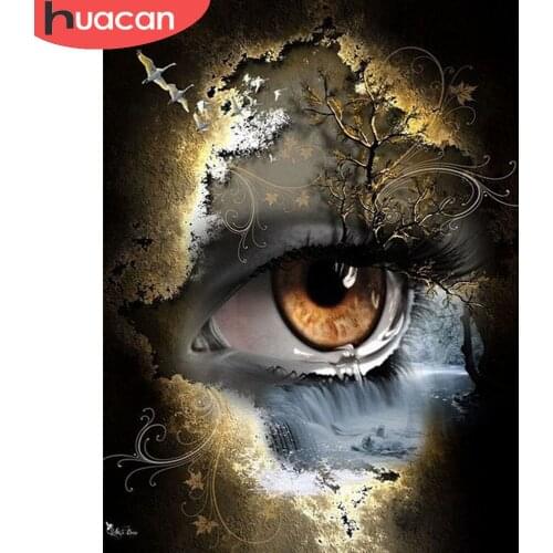 HUACAN Full Square Round Diamond Painting Eye Diamond Embroidery Animal Pictures Of Rhinestones Handicrafts