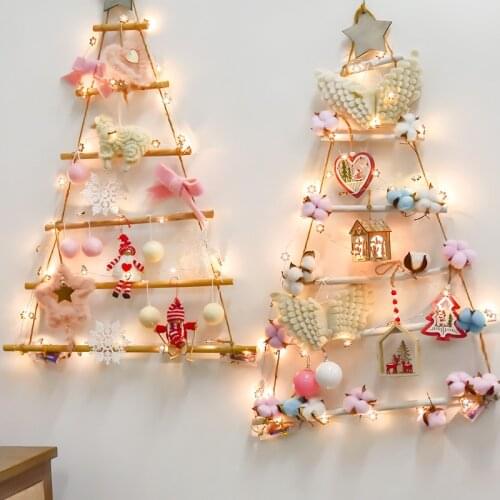 Christmas Nordic Style Artificial Fake Tree Wooden Tree Wall Hanging Ornaments New Year Nursery Kids Room Decor For Home Navidad