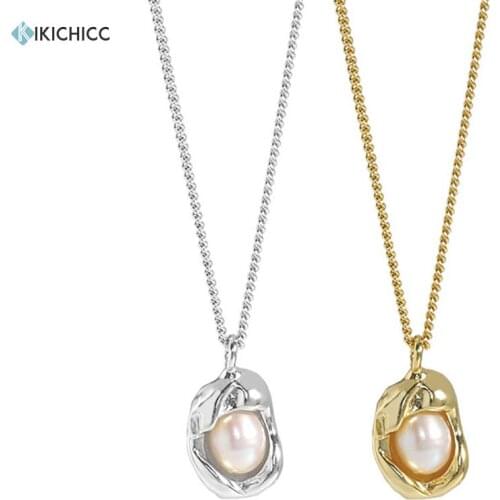 KIKICHICC 925 Sterling Silver 2021 Gold Pearl Shell Pendant Long Chain Necklace Luxury Jewelry For Women Rock Punk Jewelry