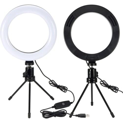 Photography LED Selfie Ring Light 26CM Dimmable Camera Phone Ring Lamp 10inch With Table Tripods For Makeup Video Live Studio