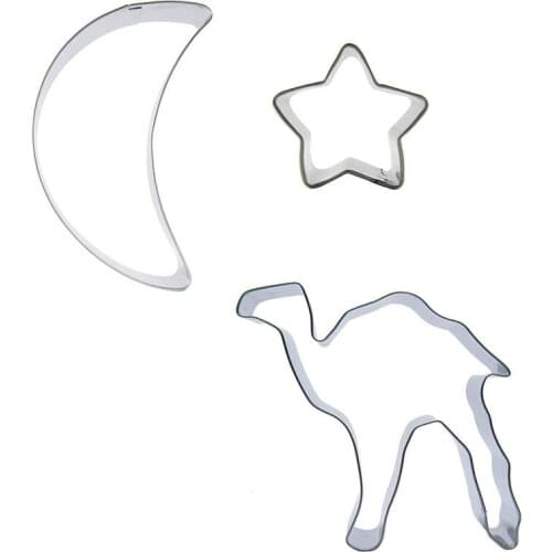 Small Star, Moon, Camel shaped 3 piece biscuit cutting molds, baking tools, cake decorating soft candy tools