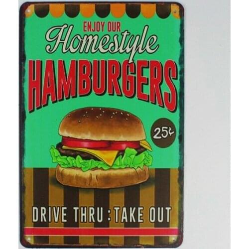 Metal Tin Sign Enjoy Our Homstyle Hamburgers Decor Bar Pub Home Vintage Poster 20*30cm