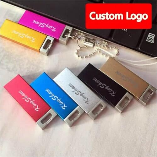100pcs/lot Metal USB Flash Drive 4GB 8GB 16GB 32G 64GB Pen Drive Pendrive High Speed Custom Logo Cle Usb Memory Stick for Gift