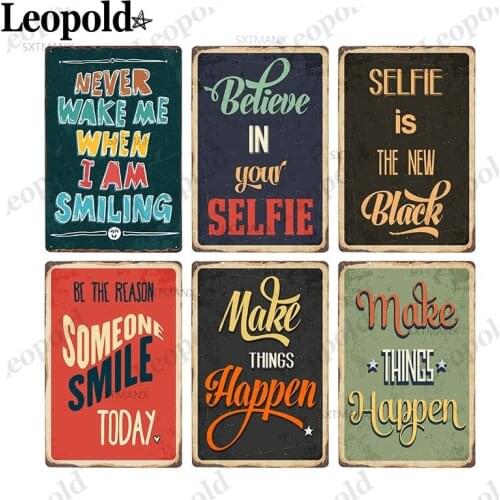 Metal Sign Board Inspirational Slogan Letter Series Vintage Tin Sign Be Happy Poster Wall Art Bar Club Shop Decoration 20X30Cm