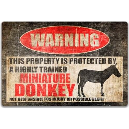 Miniature Donkey Sign Warning Danger Metal Tin Sign Vintage Tin Metal Sign Bar Club Cafe Garage Wall Decor Farm Decor Art
