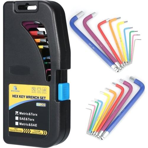 18PCS Colour Screwdriver Hex Wrench Multicolour L-Key Set Metric Star Long Arm Ball End Hexagon Key Set Chrome Vanadium Steel