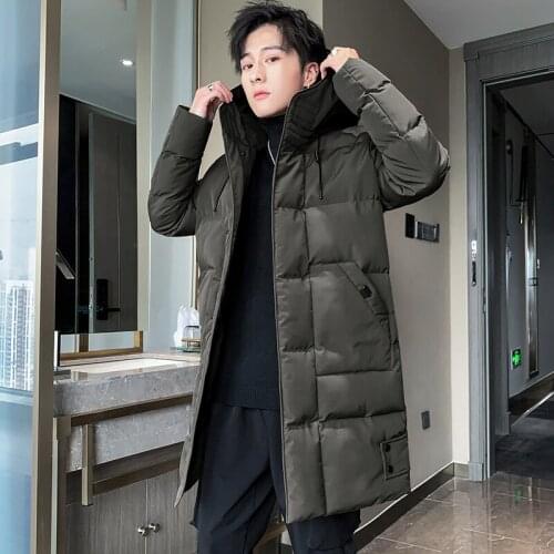 New Winter MenS Medium And Long Korean Fashion Hooded Down Cotton Clothes Casual Coat Thickened Warm Coat Top Gentleman Young