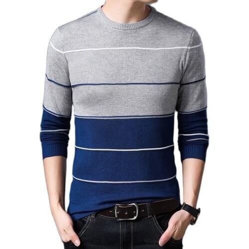 New Fashion Striped Mens Pullovers Slim Fit Casual Sweater Men Knitwear Pullover O Neck Knitted Sweaters Mens Clothing 2021