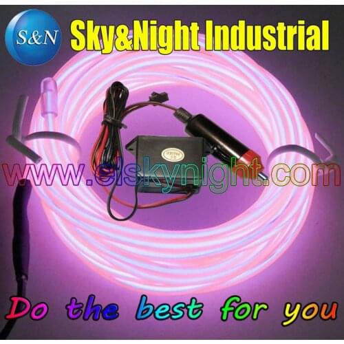 Pink-4M EL wire+12v Inverter +Cigar lighter /Set -High Quality (3Set / Lot Only 29USD ) for Car decoration