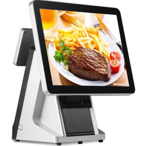 PC 15 inch capacitive touch screen pos terminal with VFD 58mm printer retail supermarket pos system cash register